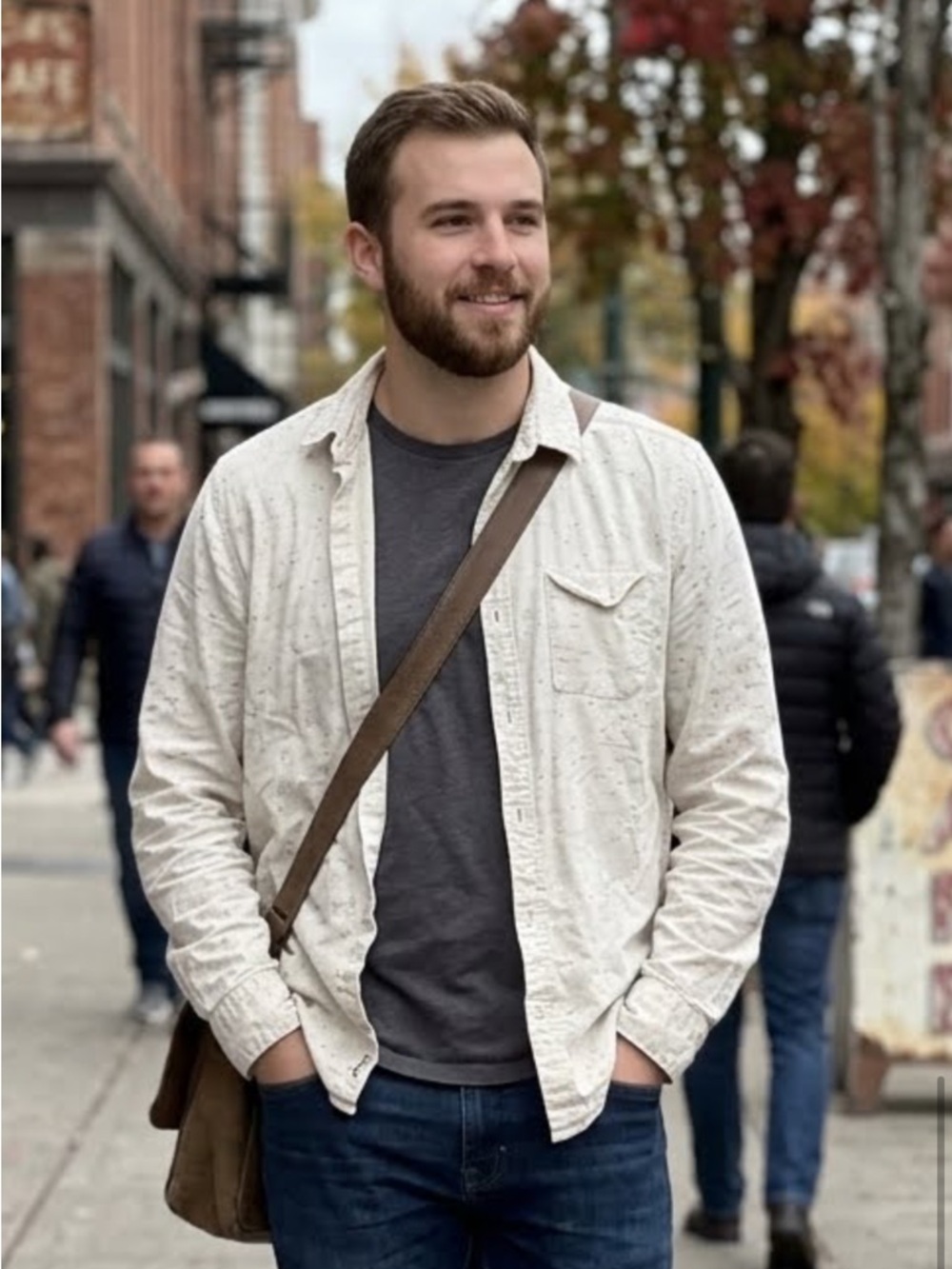 Light Cream Button-Down Shirt Jacket